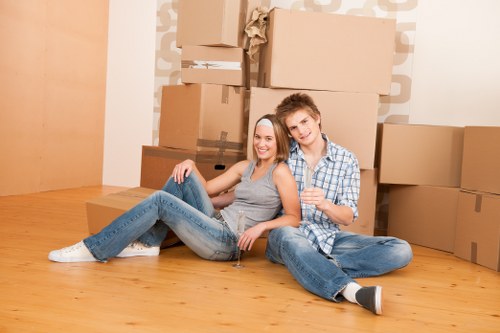 Local house removals team working in Romford residential street