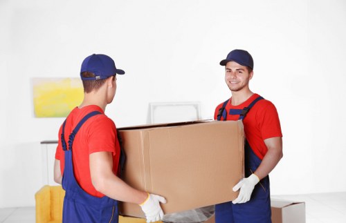 Local packing team handling boxes and fragile items