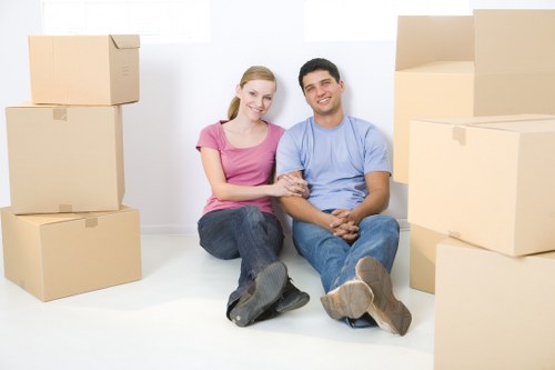 Packed office equipment ready for safe transport